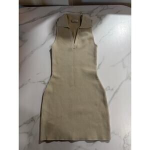 Aritzia Babaton Women's XS Beige Cream Bodycon Collared Polo Dress